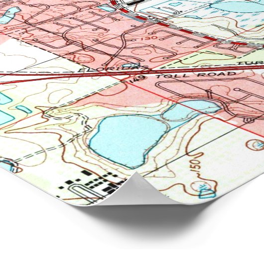 Orlando Florida Map (1995) Poster (Ecke)