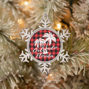 Orlando Florida Palm Trees Beach Schneeflocken Zinn-Ornament