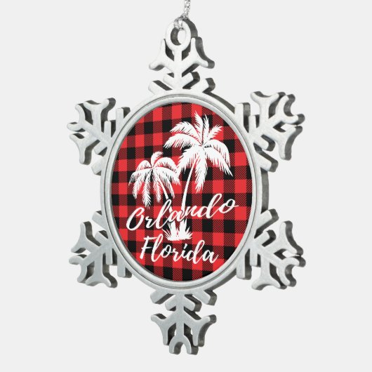 Orlando Florida Palm Trees Beach Schneeflocken Zinn-Ornament (Rechts)