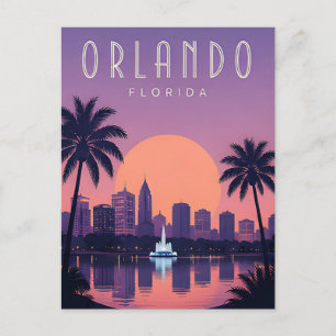 Orlando Florida Palmen Sonnenuntergang Skyline Url Postkarte