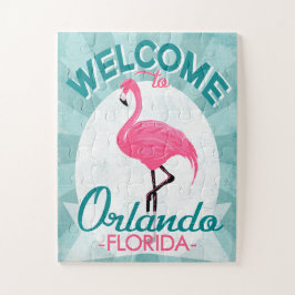 Orlando Florida Pink Flamingo - Vintager Retro-Tra Puzzle