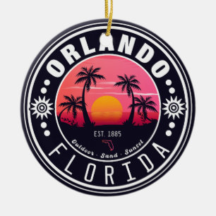 Orlando Florida Retro Sunset Tropical Souvenir 80e Keramik Ornament