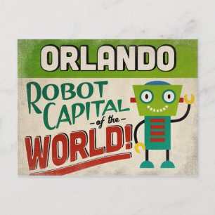 Orlando Florida Robot - Funny Vintag Postkarte