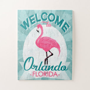 Orlando Florida Rosa Flamingo - Vintage Retro Reis Puzzle