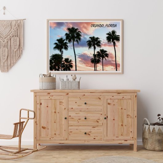 Orlando, Florida, rosa Wolken und Palmenbaumposter Poster