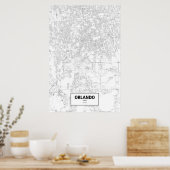 Orlando, Florida (schwarz auf weiß) Poster (Küche)