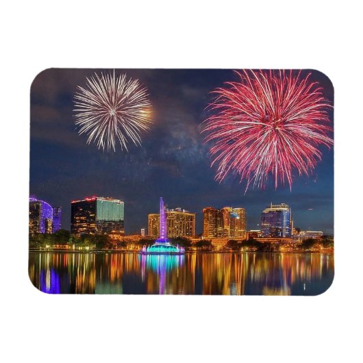 Orlando Florida See Eola Feuerwerk und Brunnen Magnet (Horizontal)