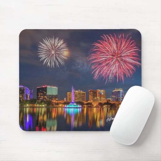 Orlando Florida See Eola Feuerwerk und Brunnen Mousepad (Mit Mouse)
