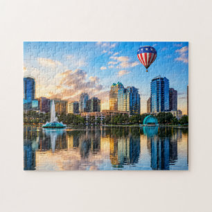 Orlando Florida Skyline Lake Eola Heißluftballon Puzzle