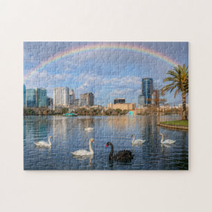 Orlando Florida Skyline Lake Eola Regenbogen & Sch Puzzle