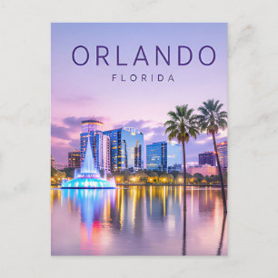 Orlando Florida Skyline See Sonnenuntergang Reise Postkarte