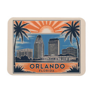 Orlando Florida Skyline Vintager Stil Mitte des Ja Magnet
