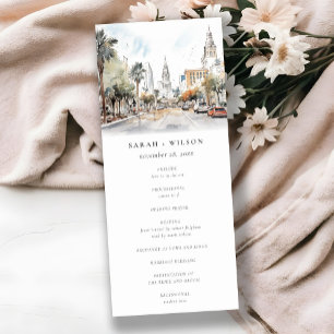 Orlando Florida Skyline Wedding Watercolor Program Einladung