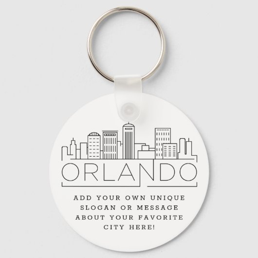 Orlando, Florida Stylized Skyline | Benutzerdefini Schlüsselanhänger (Vorderseite)