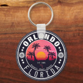 Orlando Florida tropisches Retro Sunset Souvenir 6 Schlüsselanhänger (Vorderseite)