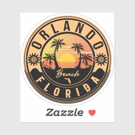 Orlando Florida Tropisches Retro Sunset Souvenirs Aufkleber (Blatt)