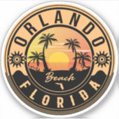 Orlando Florida Tropisches Retro Sunset Souvenirs Aufkleber (Vorderseite)