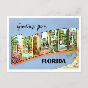 Orlando, Florida Vintage Große Buchstaben Postkart Postkarte