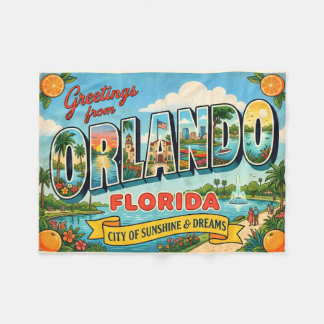 Orlando Florida Vintage Reise Fleecedecke