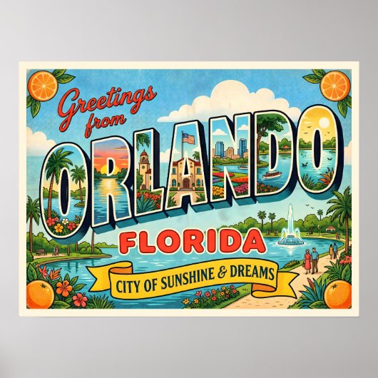 Orlando Florida Vintage Reise Poster (Vorne)