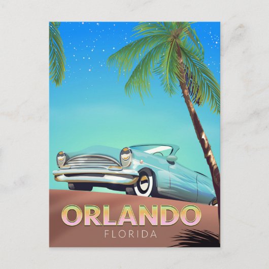 Orlando Florida Vintage Reiseplakat Postkarte (Vorderseite)