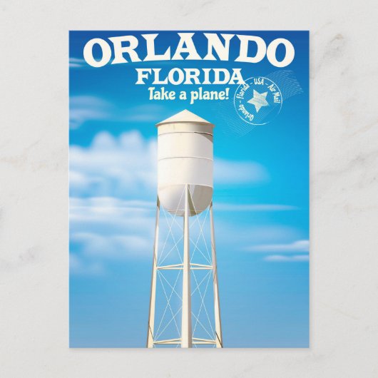 Orlando, Florida Water Tower Reiseausdruck. Postkarte (Vorderseite)