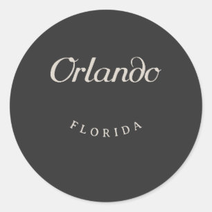 Orlando Florida White Schriftart Runder Aufkleber