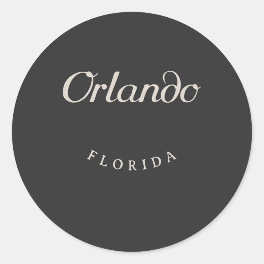 Orlando Florida White Schriftart Runder Aufkleber (Vorderseite)