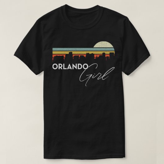 Orlando Girl Retro Sunset City Skyline Souvenir T-Shirt (Design vorne)