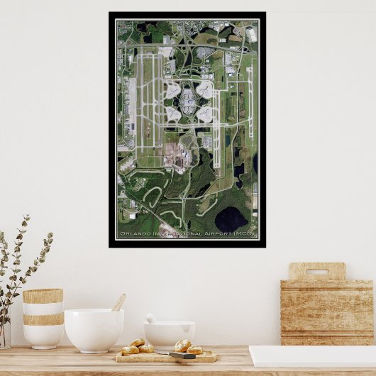 Orlando Intl Airport Florida Satellite Map Poster (Küche)