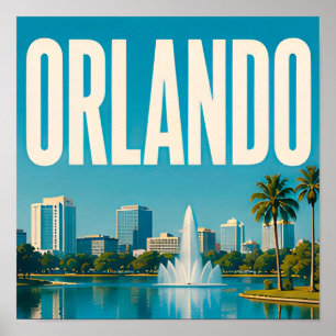 Orlando Lake Eola und Skyline der Innenstadt Poster