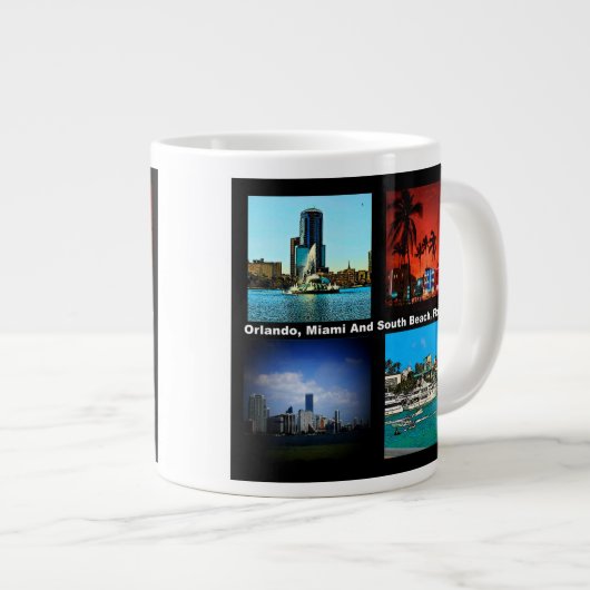 Orlando, Miami, South Beach Collage Jumbo-Tasse (Vorderseite Rechts)