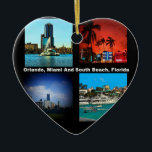 Orlando, Miami, South Beach Collage Keramik Ornament<br><div class="desc">Orlando Miami South Beach Collage, wenn die berühmtesten Reiseziele von Florida. Ein großer Teil des Staat von Florida liegt auf einer Halbinsel zwischen dem Golf von Mexiko, dem Atlantischen Ozean und der Straße von Florida. Florida hat die längste Küstenlinie in den benachbarten Vereinigten Staaten mit einer Länge von etwa 1.350...</div>