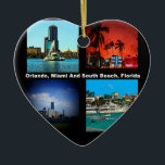 Orlando, Miami, South Beach Collage Keramik Ornament<br><div class="desc">Orlando Miami South Beach Collage Produkt der berühmtesten Reiseziele von Florida. Ein großer Teil des Staat von Florida liegt auf einer Halbinsel zwischen dem Golf von Mexiko, dem Atlantischen Ozean und der Straße von Florida. Das sieht bei jedem Produkt gut aus und macht einen wunderbaren Reisegepäck. ⭐ PERSONALISIEREN Sie diese...</div>