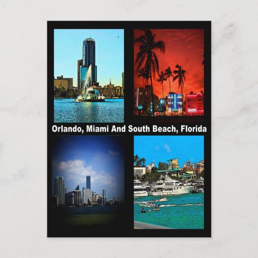 Orlando, Miami, South Beach Collage Postkarte (Vorderseite)