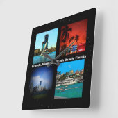 Orlando, Miami, South Beach Collage Quadratische Wanduhr (Winkel)