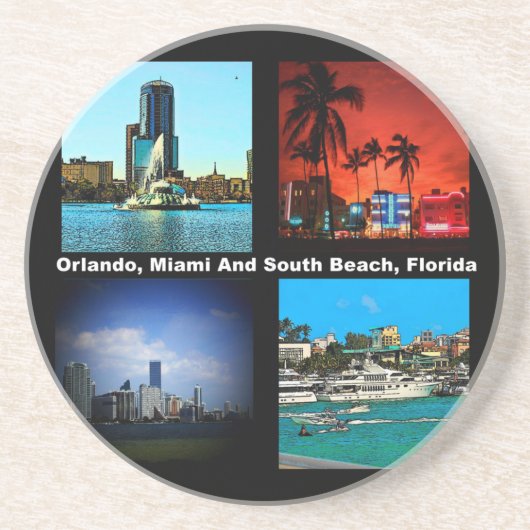 Orlando, Miami, South Beach Collage Sandstein Untersetzer (Vorne)
