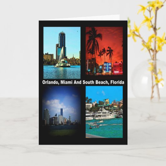 Orlando Miami South Beach Florida Collage Birthday Karte (Gelbe Blume)