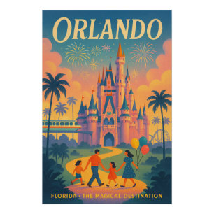 Orlando Retro 2025 – Magisches Florida Reiseziel Poster