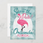 Orlando Save the Date Pink Flamingo Ankündigungspostkarte (Vorne/Hinten)