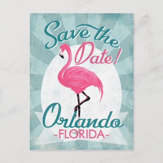 Orlando Save the Date Pink Flamingo Ankündigungspostkarte (Vorderseite)