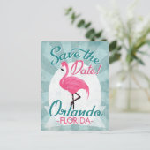 Orlando Save the Date Pink Flamingo Ankündigungspostkarte (Stehend Vorderseite)