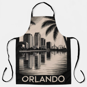 Orlando Skyline Schwarz-Weiß-Holzschnitt Lake Eola Schürze