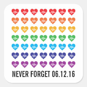 Orlando Strong One Pulse 49 Hearts Rainbow Quadratischer Aufkleber