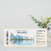 Orlando Trip Boarding Pass Ticket Einladung (Stehend Vorderseite)