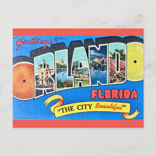 Orlando Vintag Gruß Postkarte (Vorderseite)