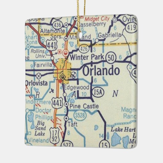 Orlando Vintag Map Keramikornament (Links)