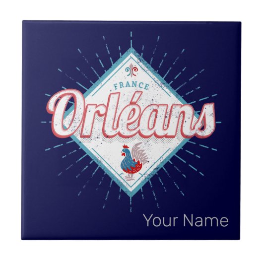 Orleans Loiret France Retro Rooster Vintag Fliese (Vorderseite)