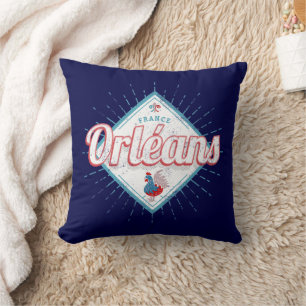 Orleans Loiret France Retro Rooster Vintag Kissen