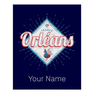 Orleans Loiret Frankreich Retro Hahn Vintage Poster